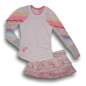 LUCKY IN LOVE tennis set SO PRETTY long sleeve UV top & skirt SIZE Small/Medium